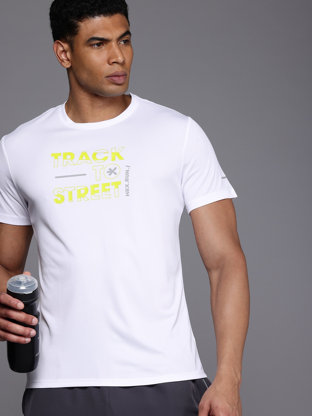 

HRX by Hrithik Roshan Rapid-Dry Anti-Microbial Finish Running T-shirt, White