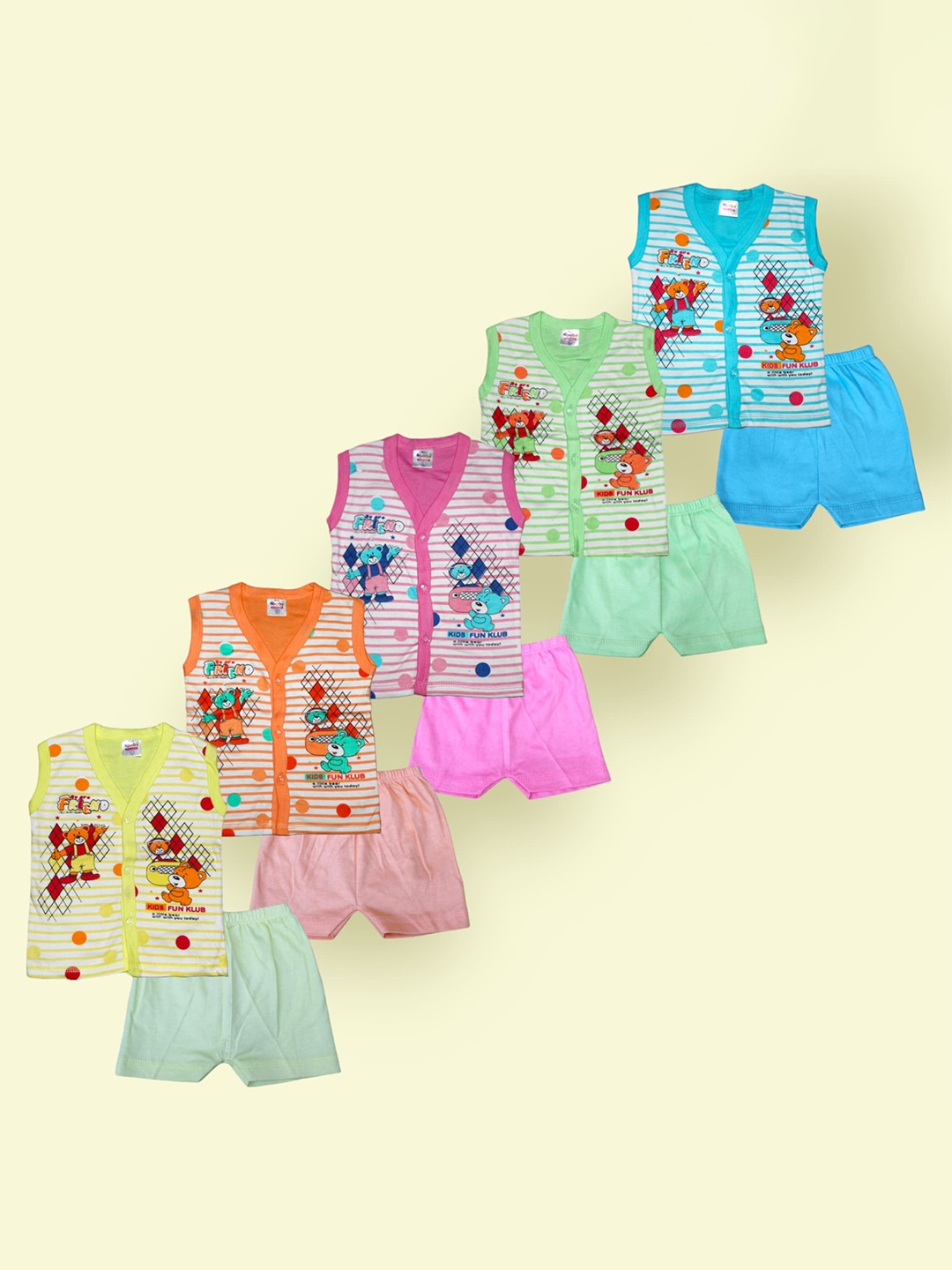 

BAESD Boys Pack of 5 Printed V-Neck Shirt with Shorts, Pink