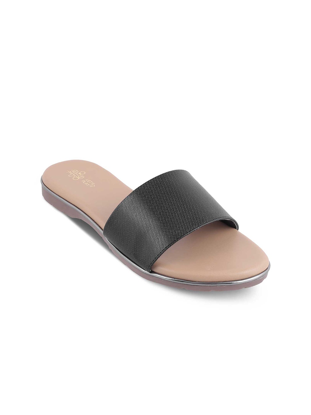 

Tresmode Textured Open Toe Flats, Black