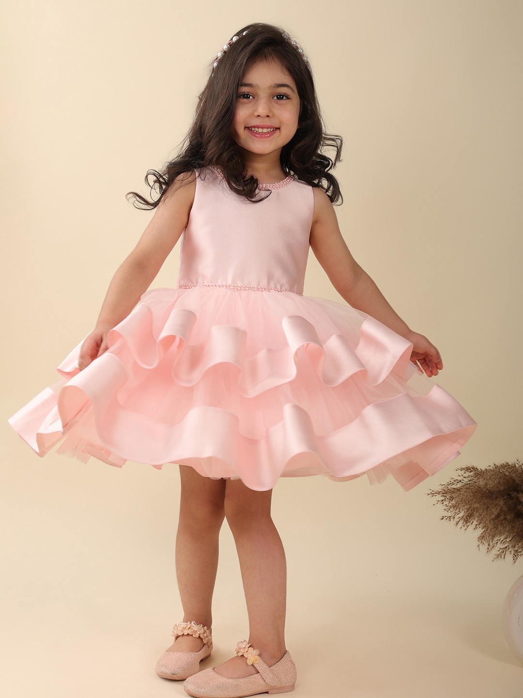 

A.T.U.N. Girls Fit & Flare Mini Dress, Peach