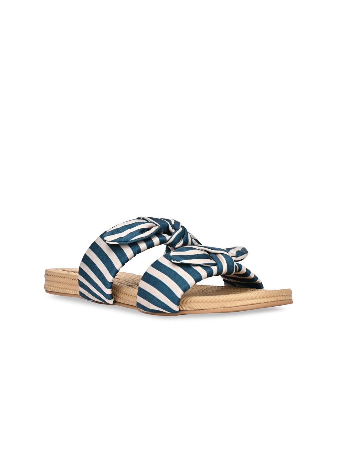 

CAI Women Striped Flats with Bow, Blue