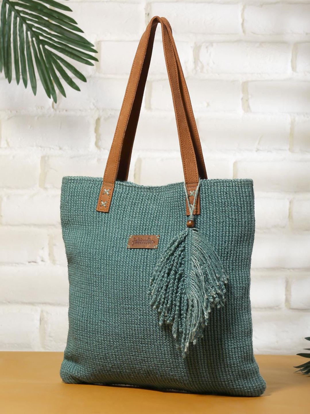 

Fabindia Self Design Shopper Tote Bag, Teal
