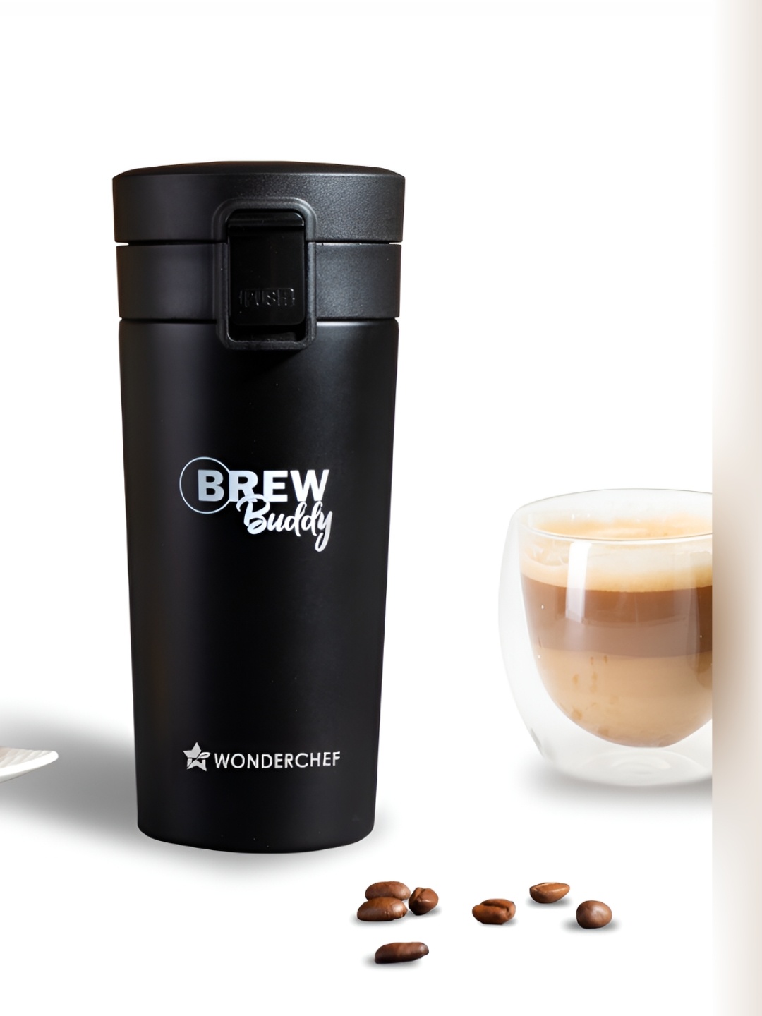 

Wonderchef Black & White Stainless Steel Matte Mugs 380 ml
