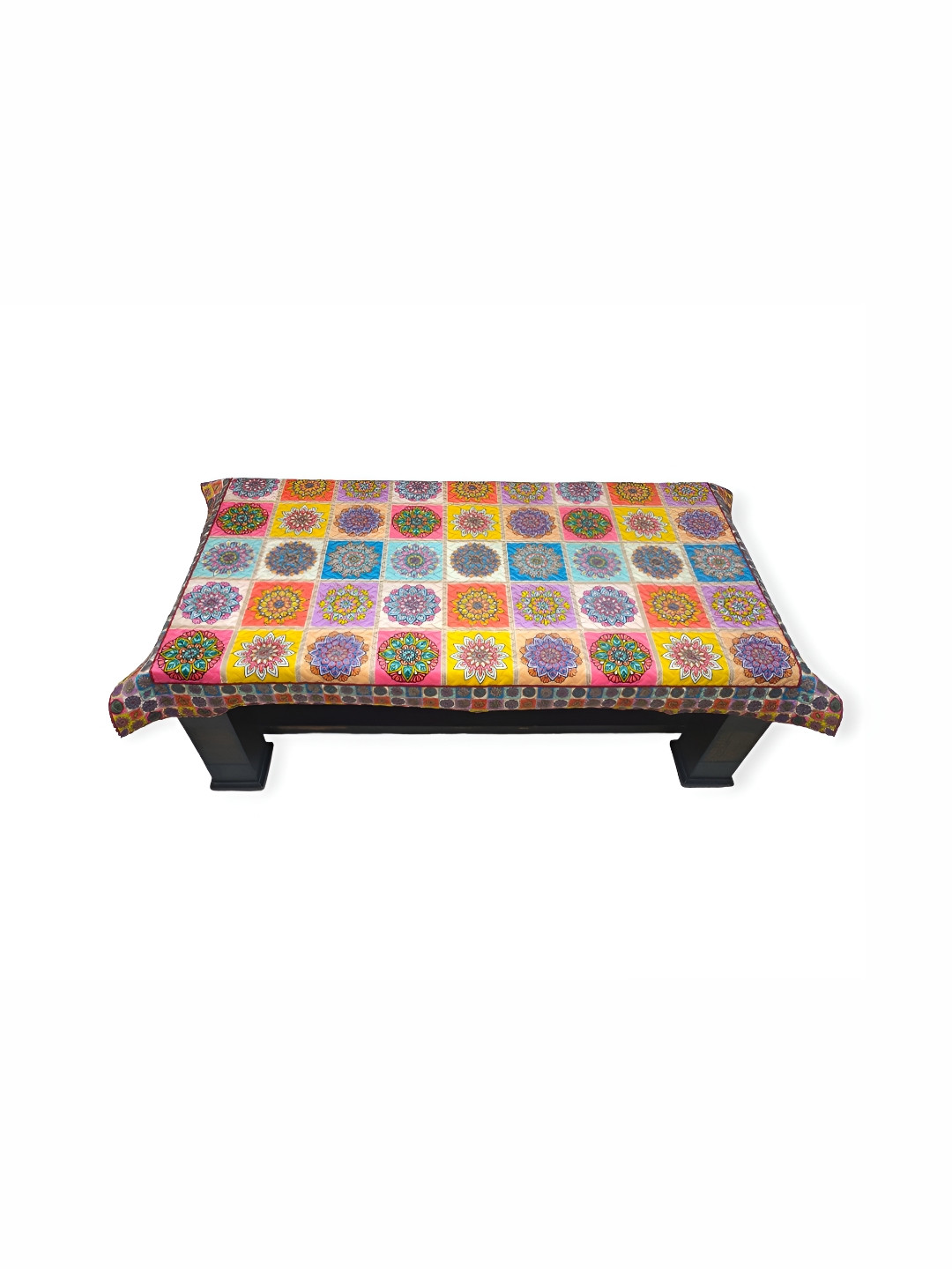 

TANLOOMS Yellow & Blue Floral Silk 2-Seater Rectangle Table Cover