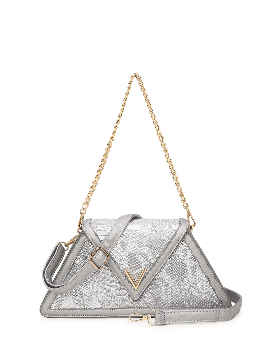 

Filauri Textured PU Structured Handheld Bag, Silver