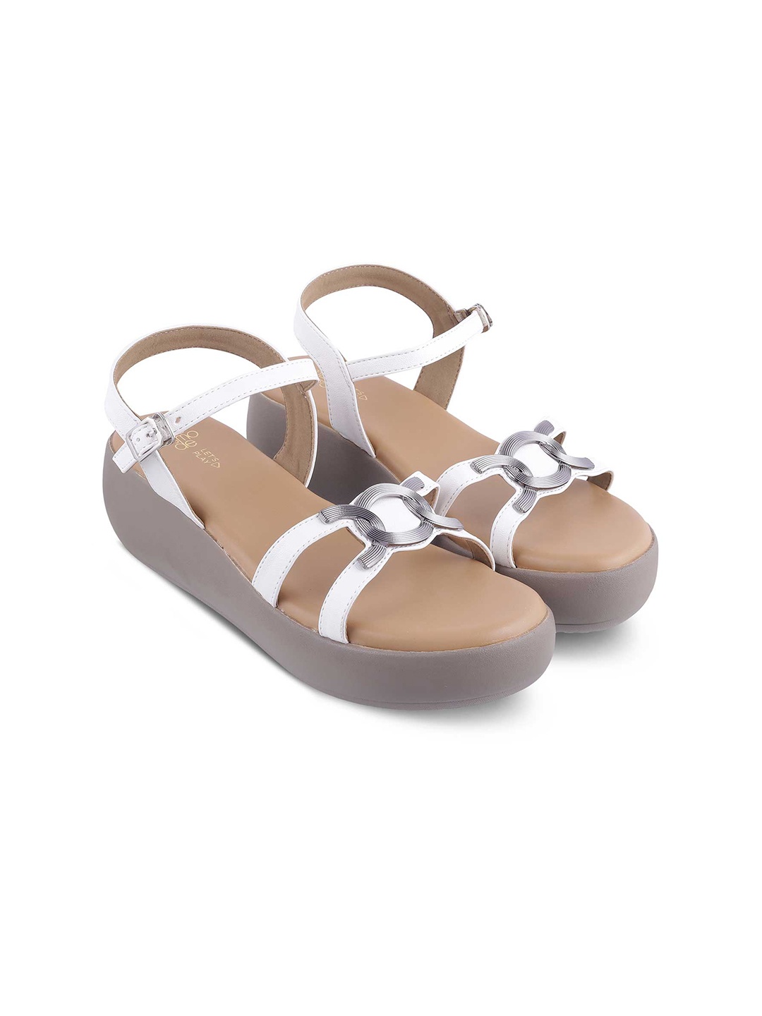 

Tresmode Embellished Open Toe Backstrap Comfort Heels, White