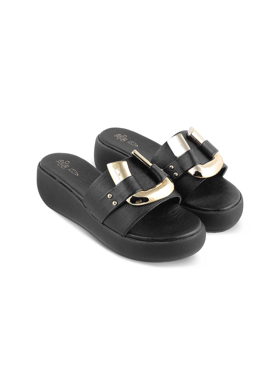 

Tresmode Embellished Open Toe Flatform Heels, Black