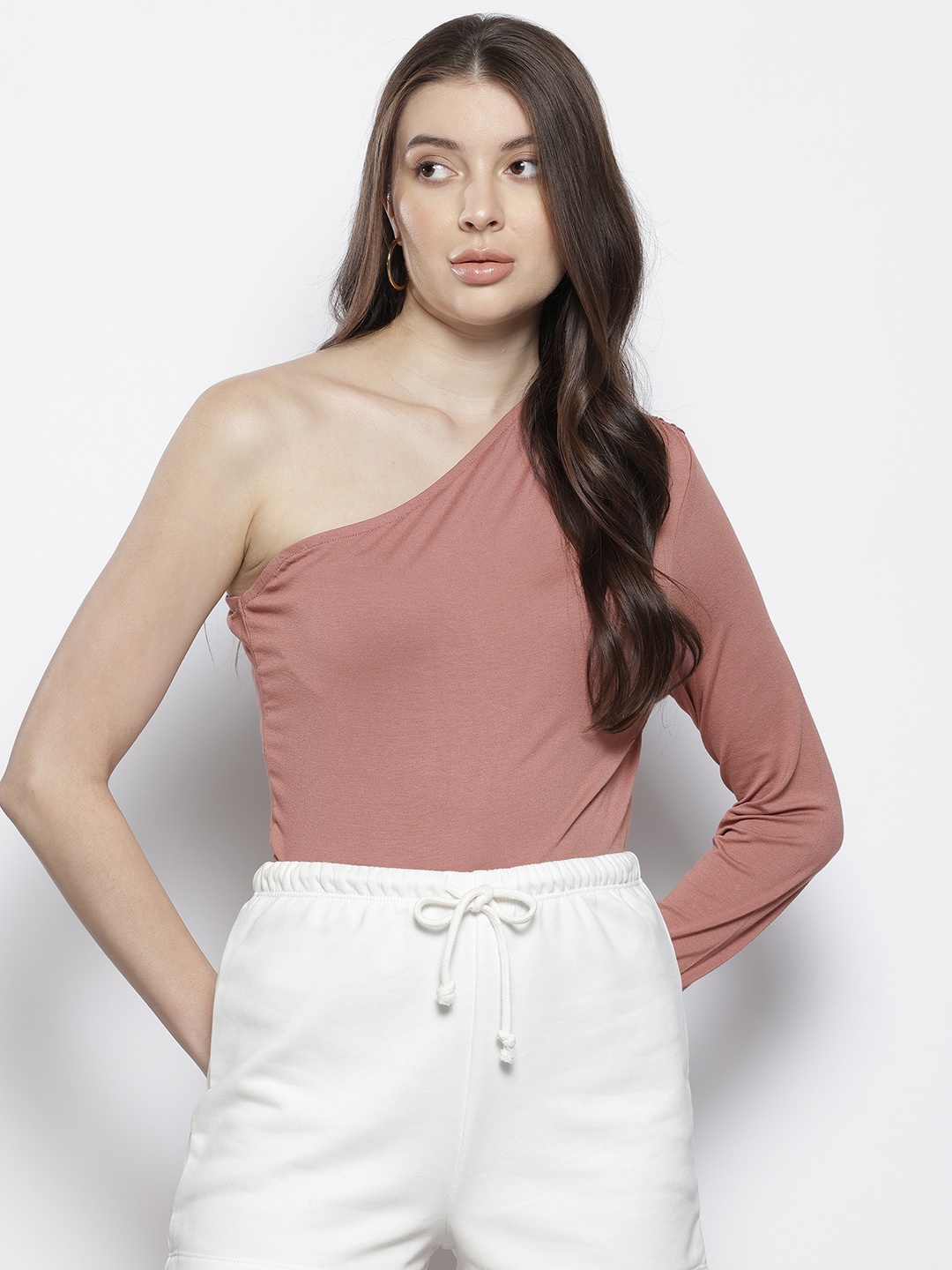 

NA-KD One-Shoulder Bodysuit, Rose