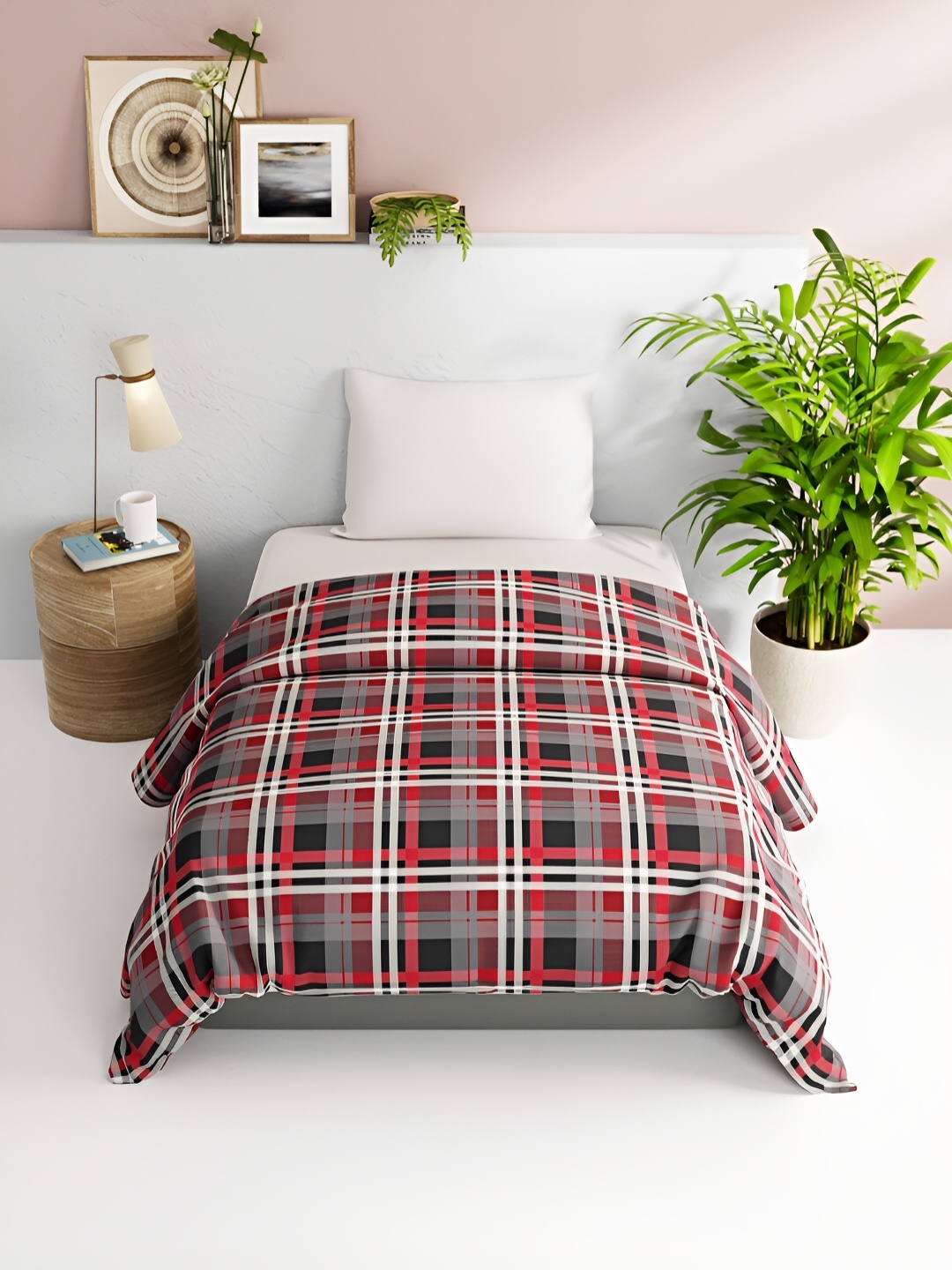 

BIANCA Red & White Checked AC Room 150 GSM Single Bed Comforter