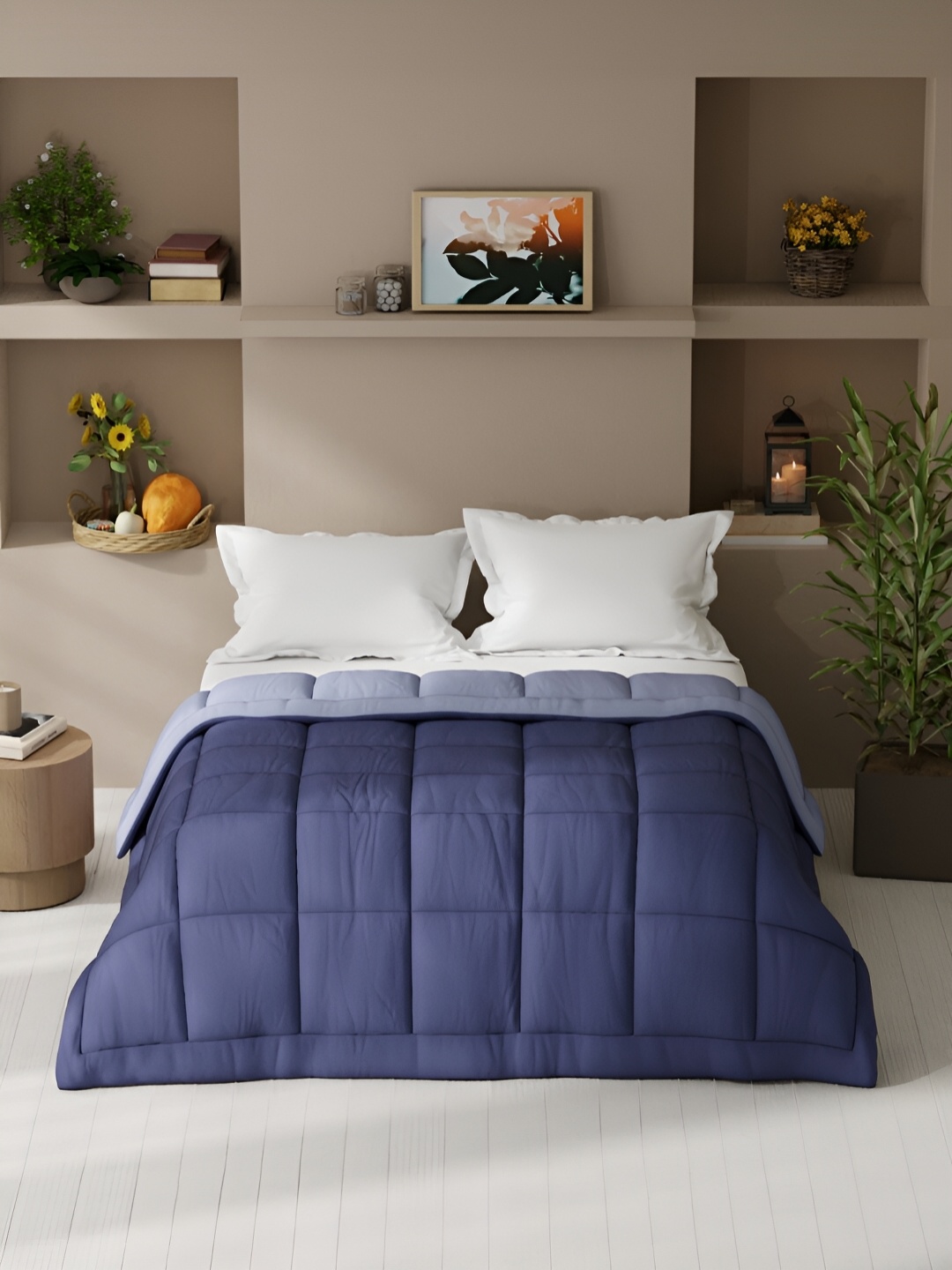 

KOPA Blue Checked Microfiber AC Room 150 GSM Double Bed Comforter