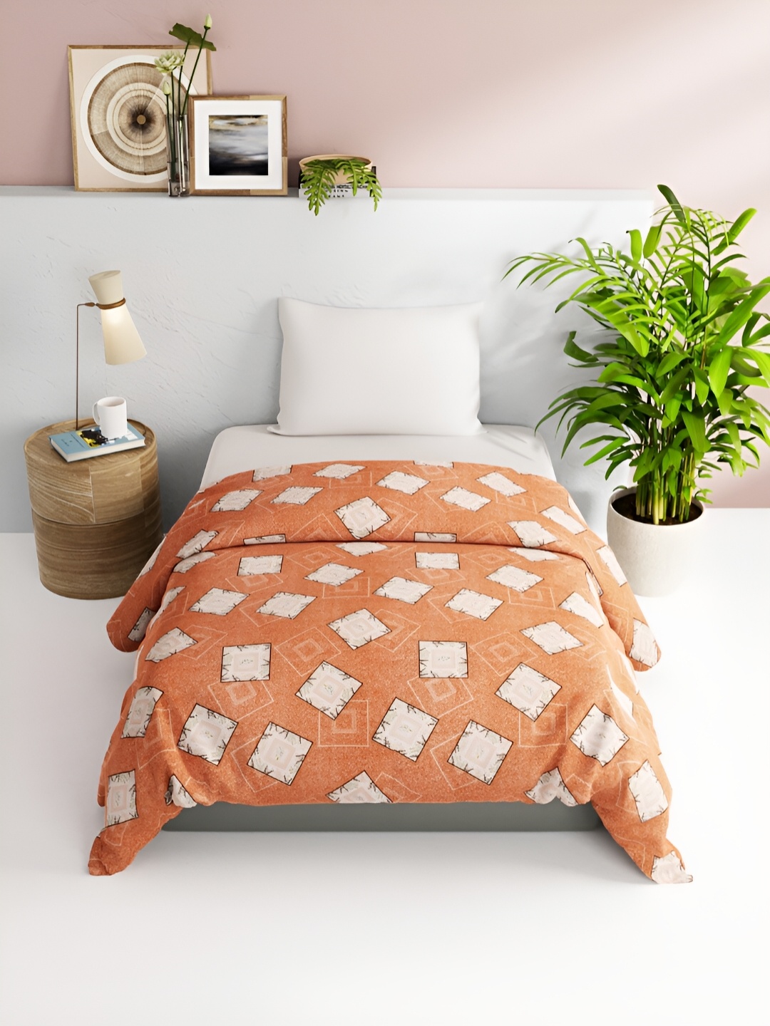 

BIANCA Rust & White Geometric AC Room 150 GSM Single Bed Comforter