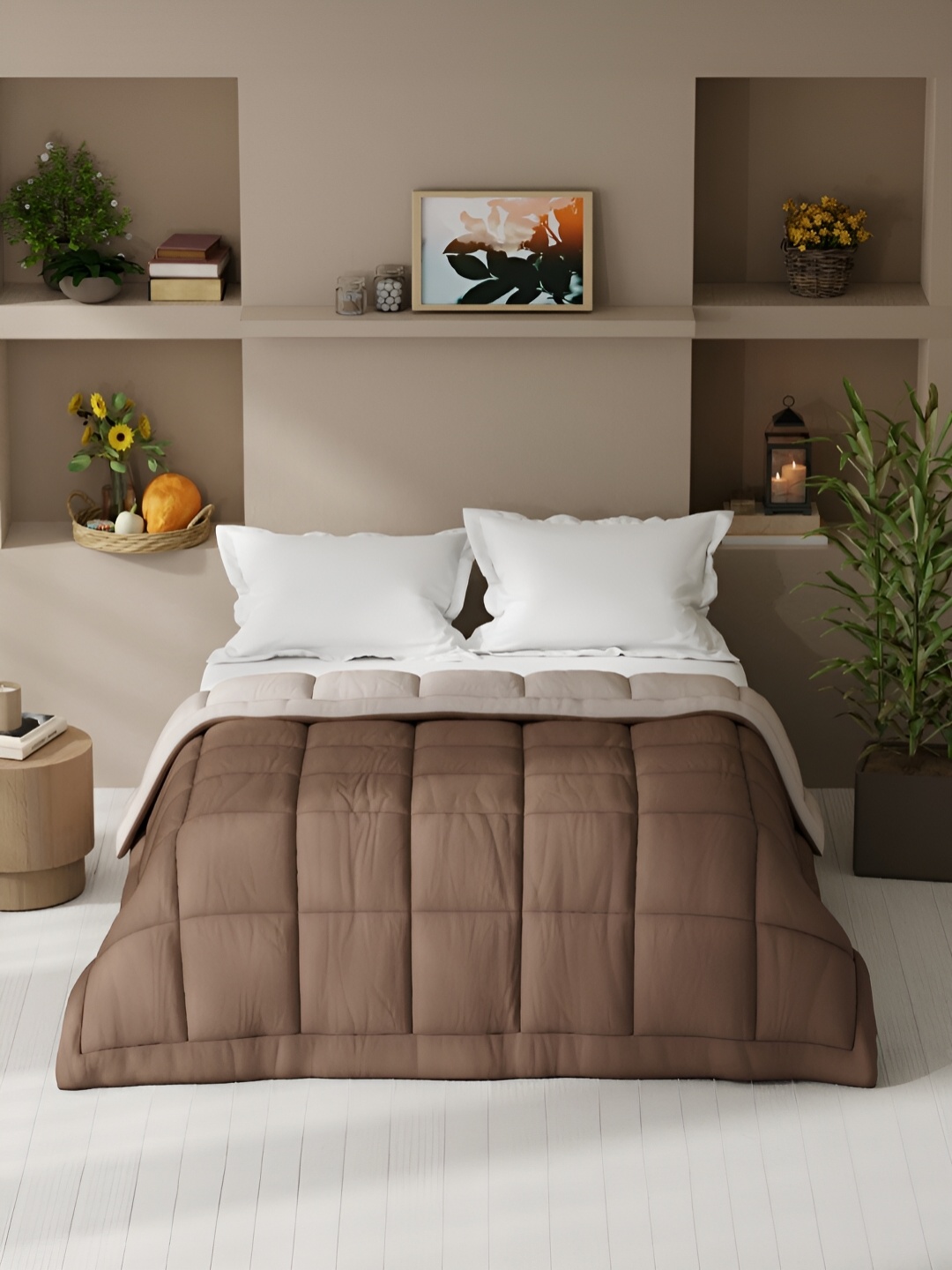 

BIANCA Brown & Peach-Coloured Microfiber AC Room 150 GSM Double Bed Comforter