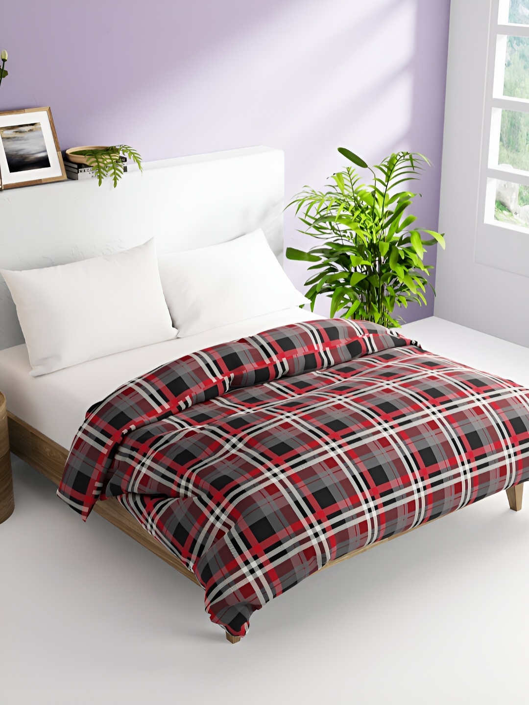 

BIANCA Red & White Checked AC Room 300 GSM Double Bed Comforter