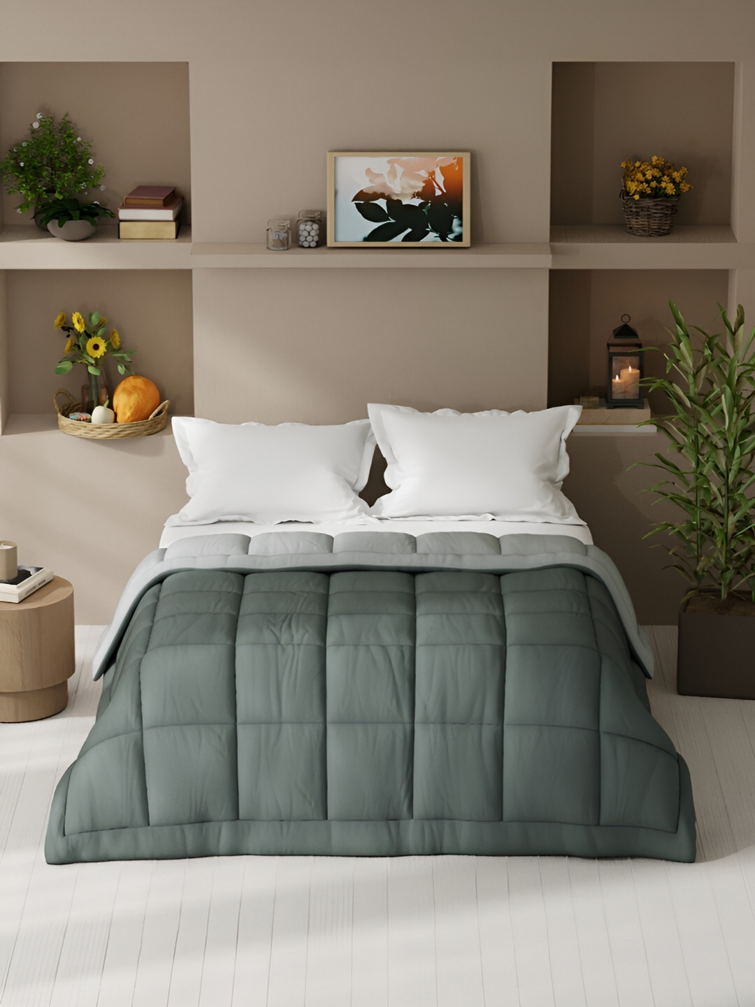 

KOPA Grey & Off White Microfiber AC Room 150 GSM Double Bed Comforter