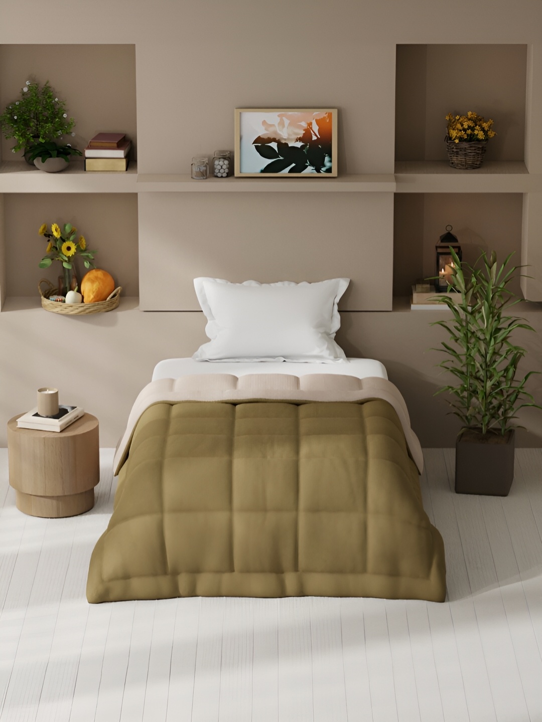 

KOPA Brown & Peach-Coloured Microfiber AC Room 150 GSM Single Bed Comforter