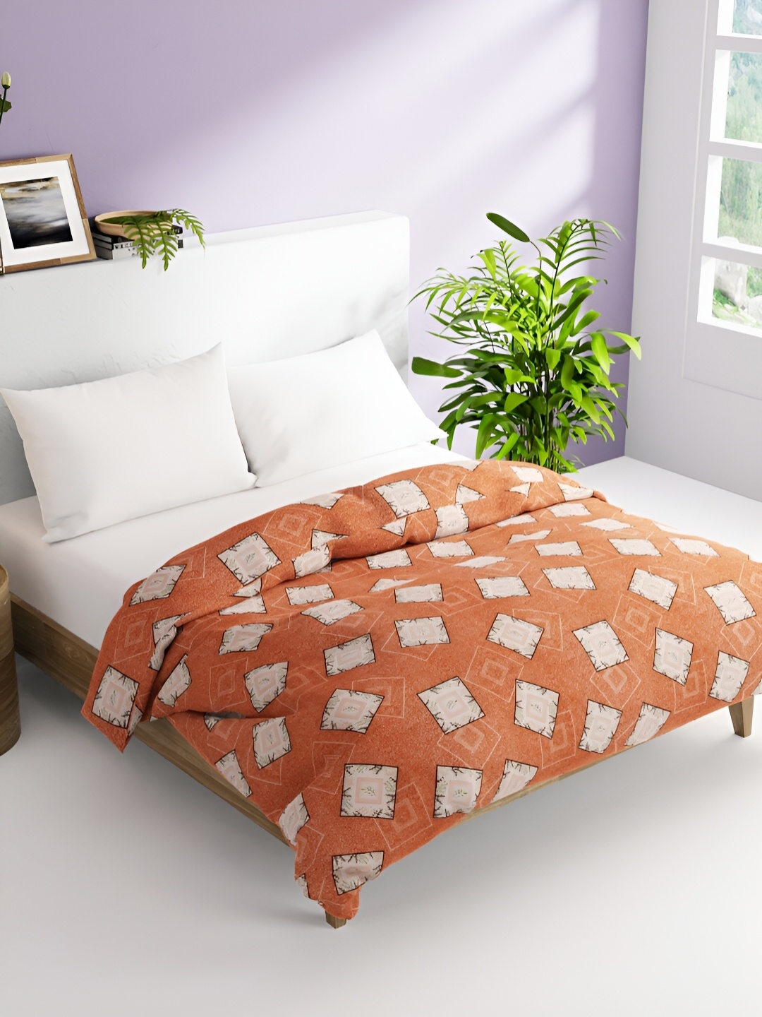 

BIANCA Rust & White Geometric AC Room 300 GSM Double Bed Comforter