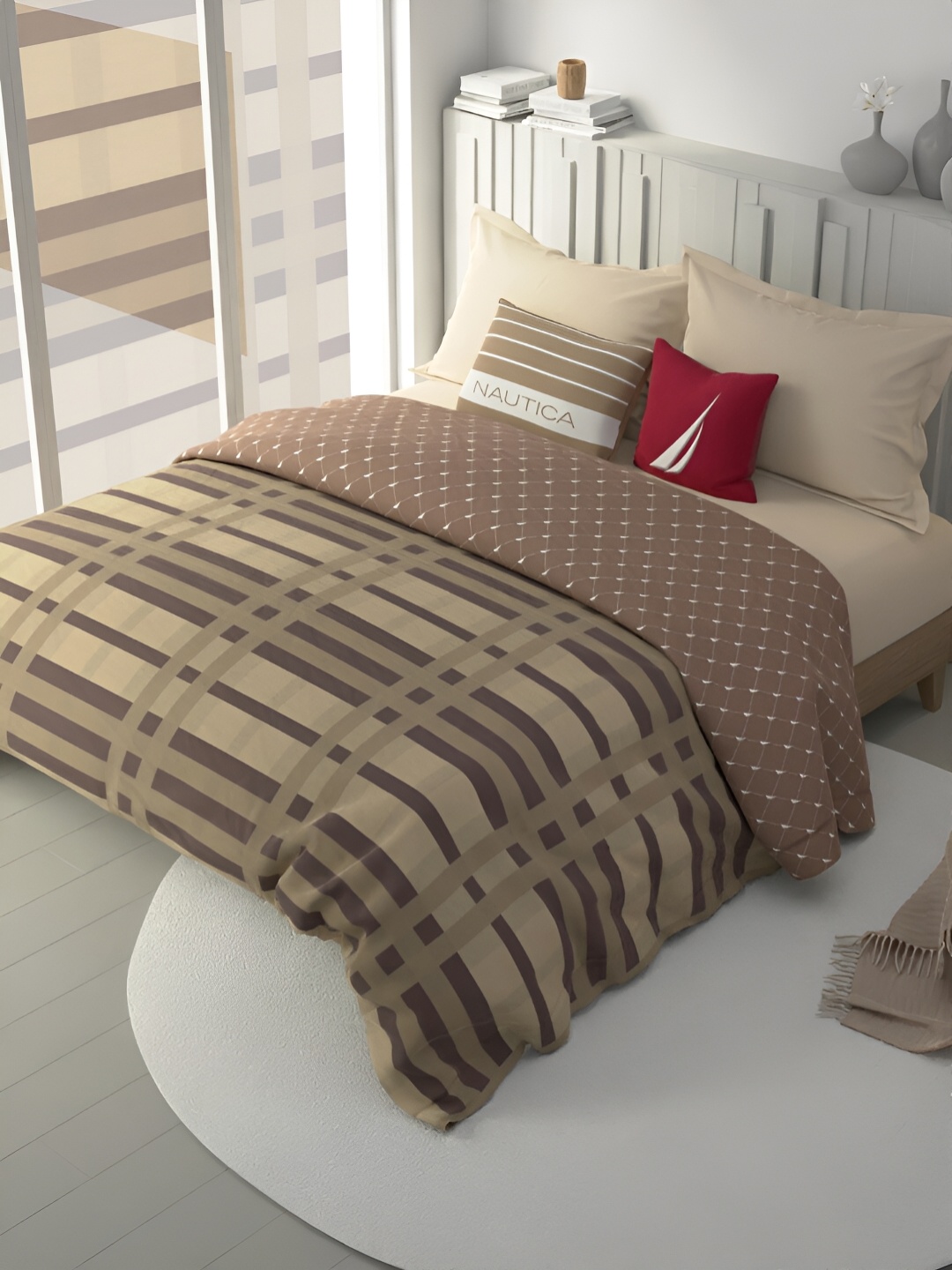 

Nautica Brown & Beige Striped AC Room 120 GSM Double Bed Comforter