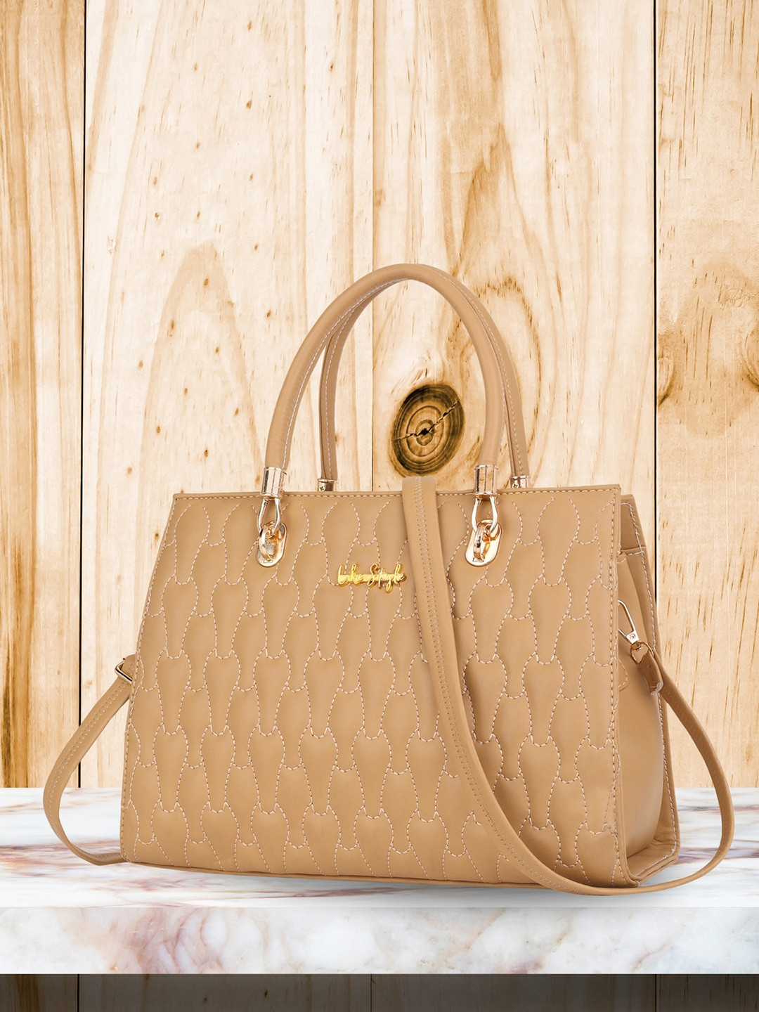 

LIKE STYLE Structured Handheld Bag, Beige