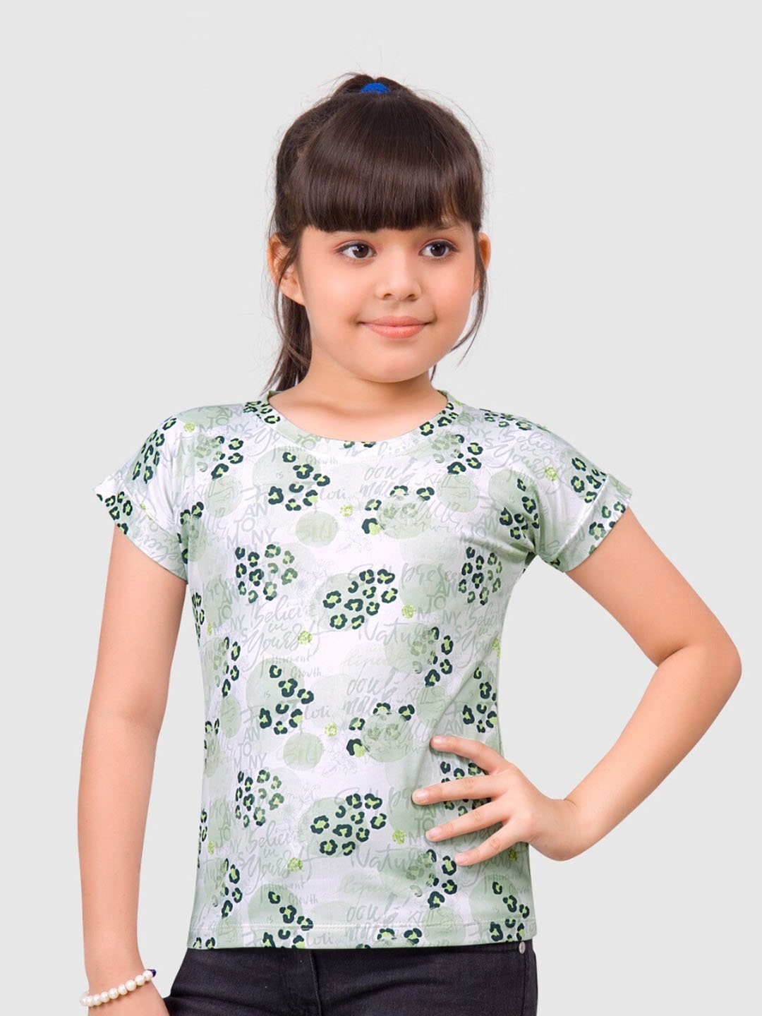 

BAESD Girls Floral Printed Cotton Top, White