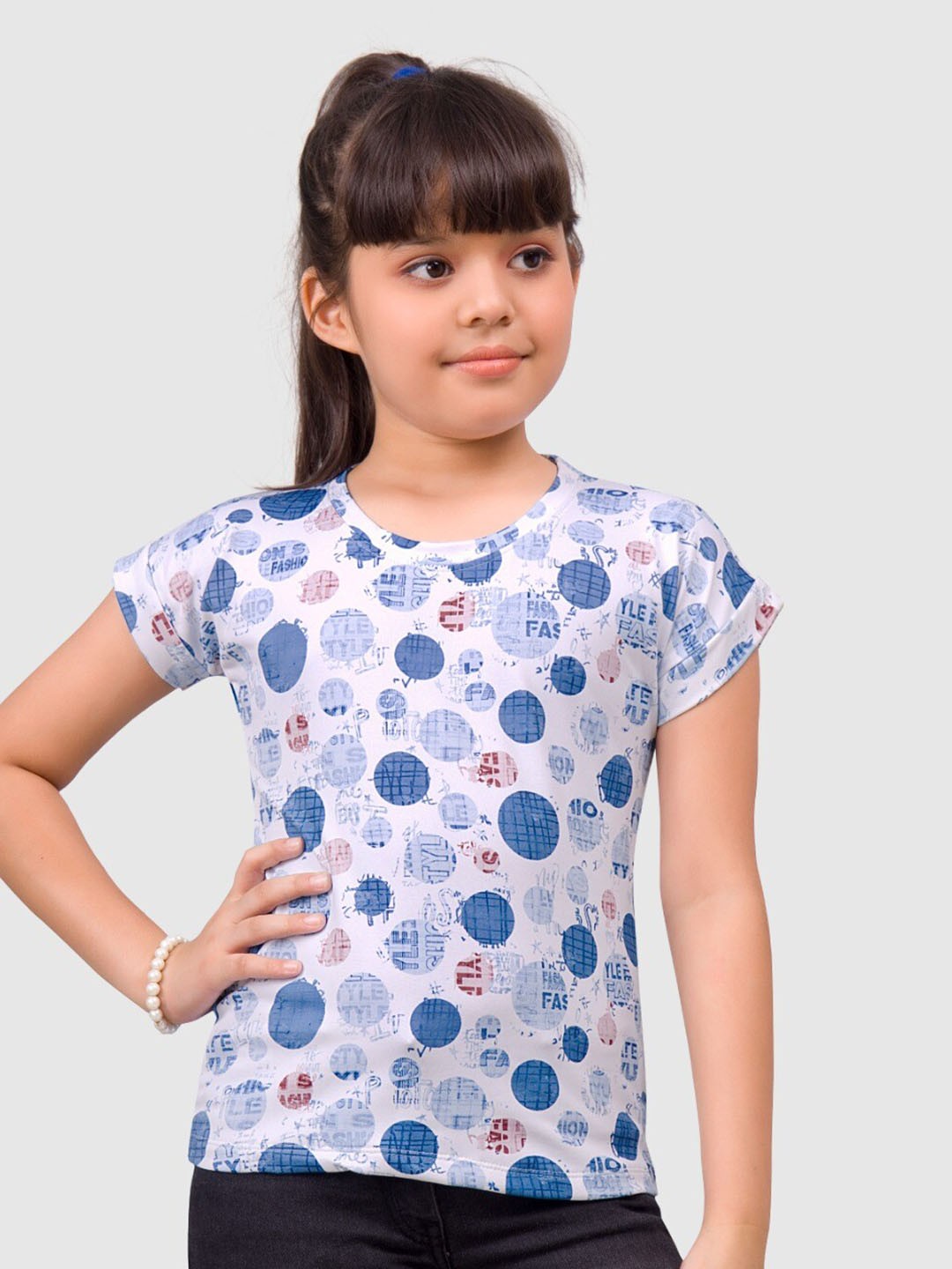 

BAESD Girls Geometric Printed Cotton Top, White