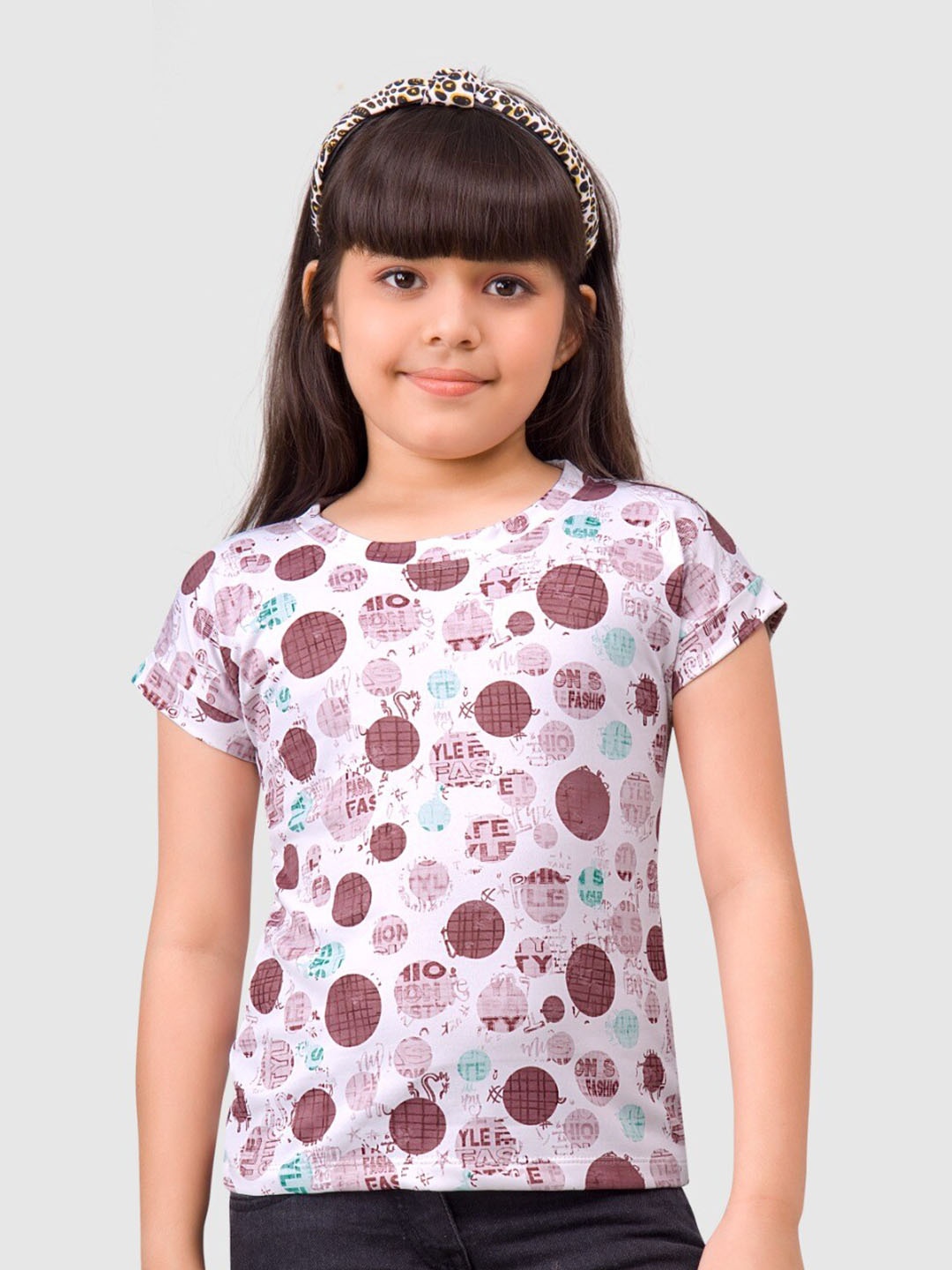 

BAESD Girls Geometric Printed Cotton Top, White