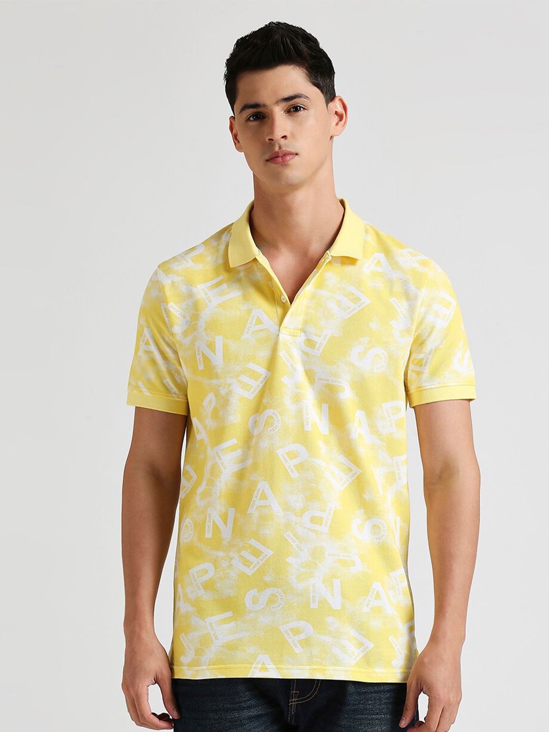 

Pepe Jeans Polo Collar Printed Tropical Pure Cotton T-shirt, Yellow