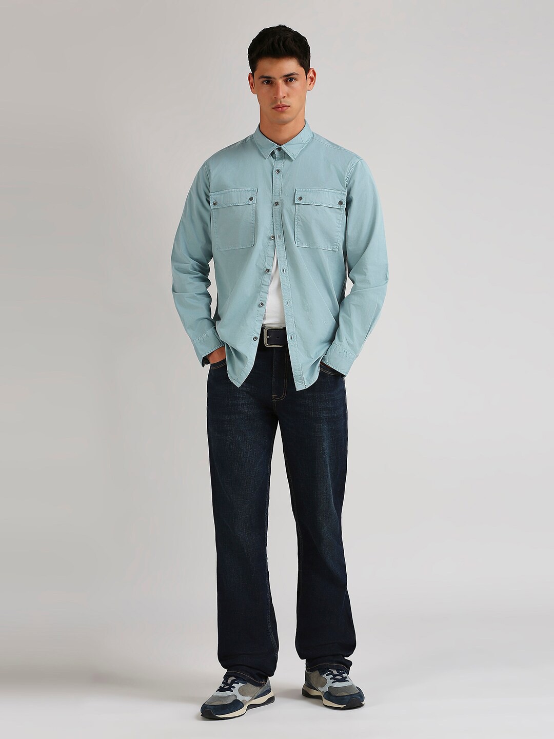 

Pepe Jeans Spread Collar Cotton Casual Shirt, Blue