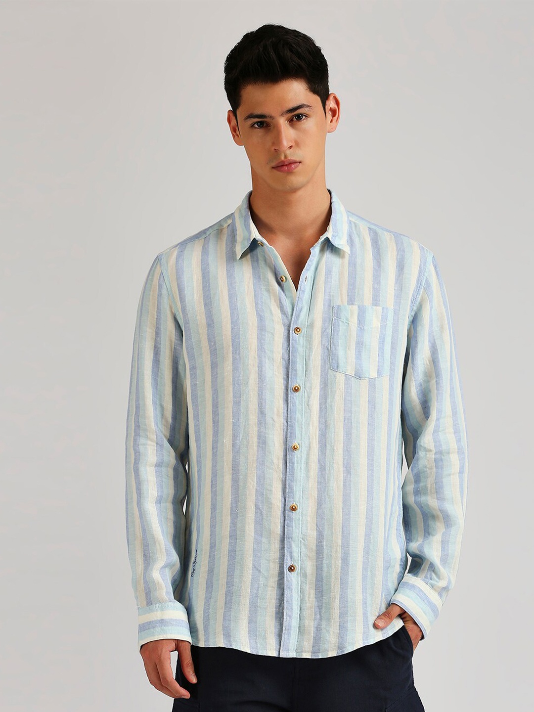 

Pepe Jeans Striped Spread Collar Casual Shirt, Blue