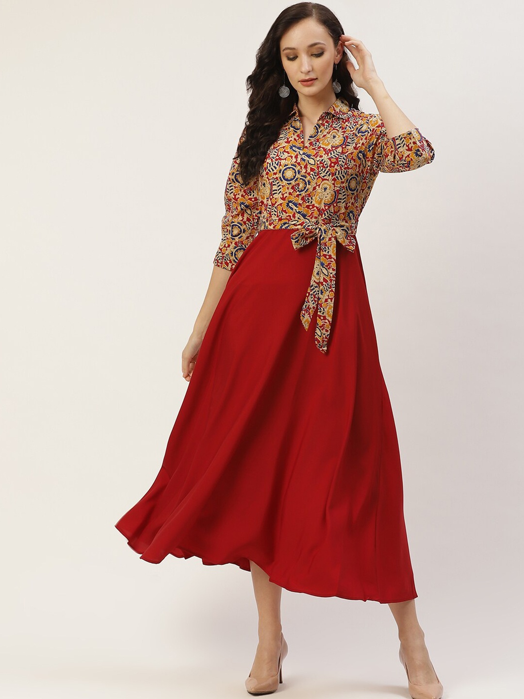 

Deewa Floral Printed Maxi Dress, Maroon