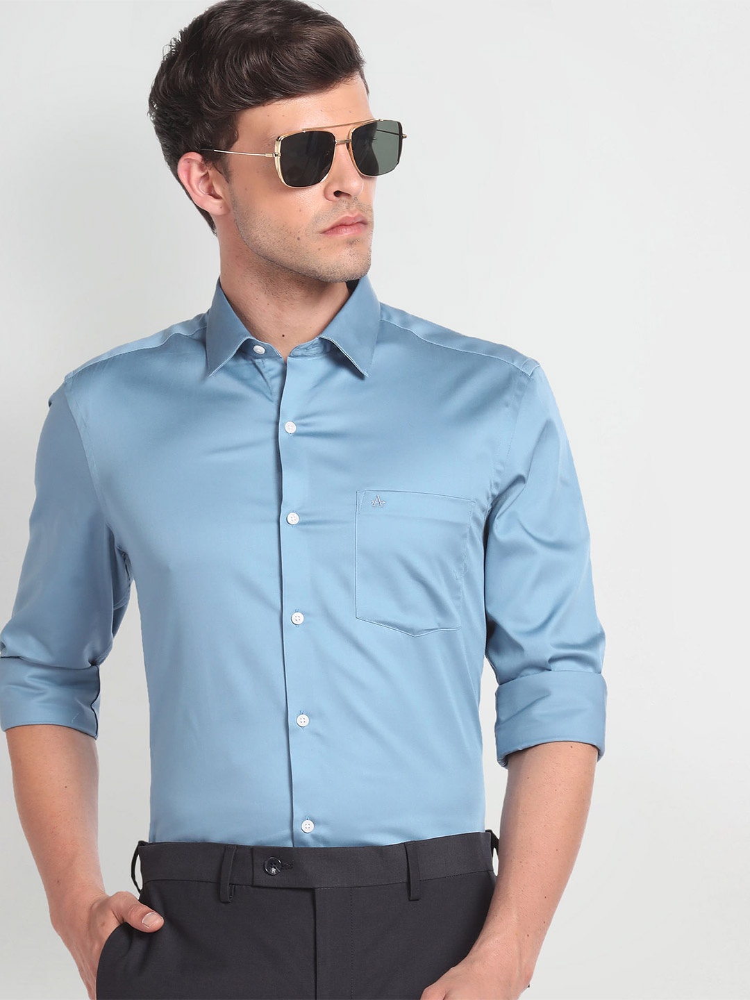 

Arrow Slim Fit Spread Collar Long Sleeves Formal Shirt, Blue