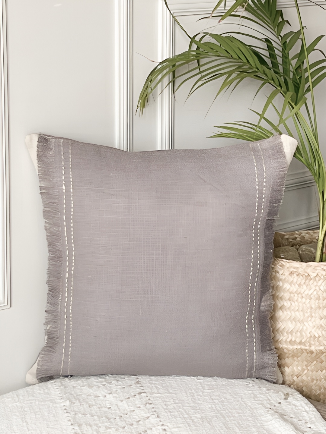 

Amora Grey Melange Linen Square Cushion Cover