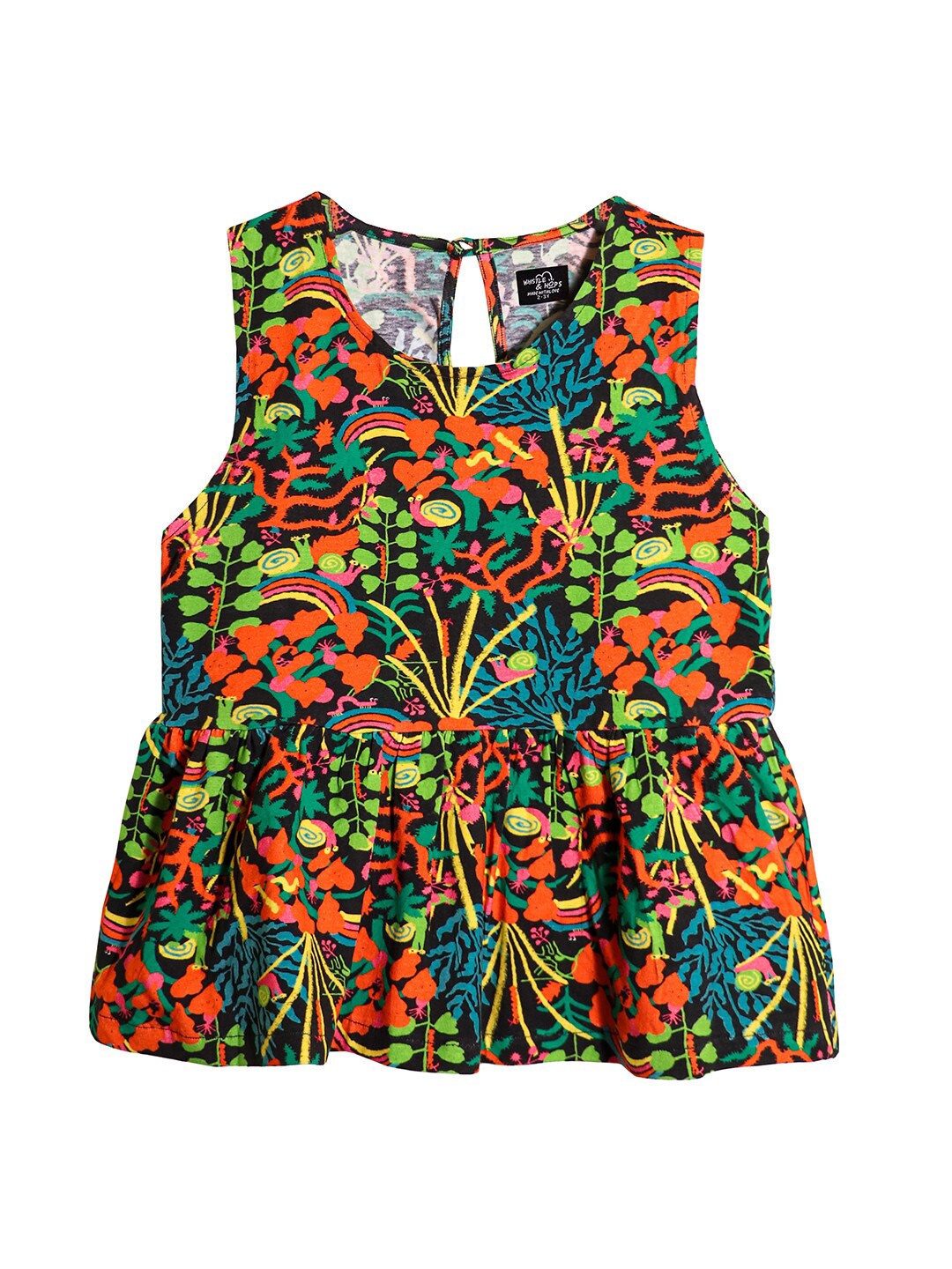 

Whistle & Hops Girls Printed Sleeveless Tunic with Pyjamas, Brown