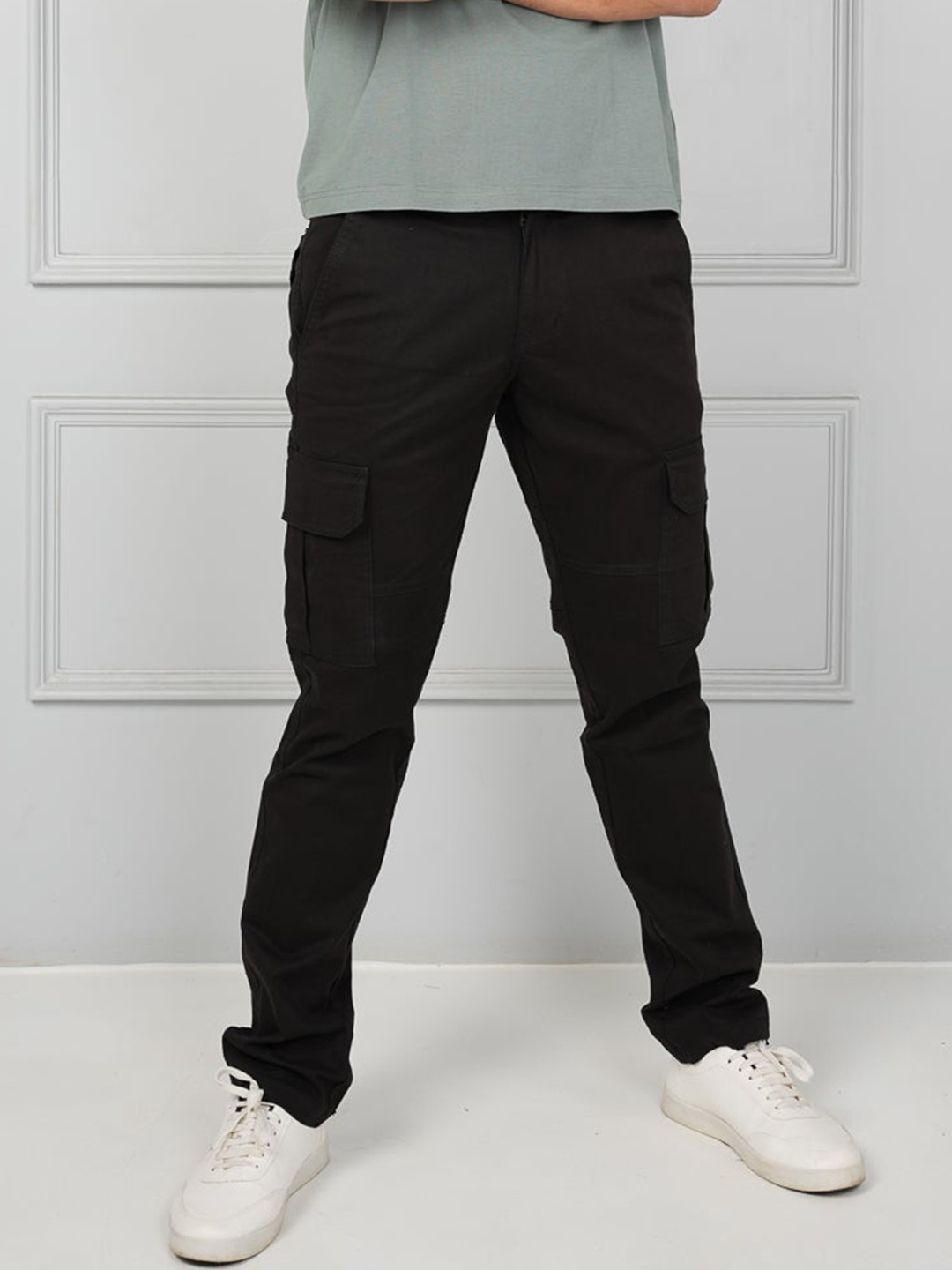 

JOHN WATSON Men Comfort Cotton Cargos, Black