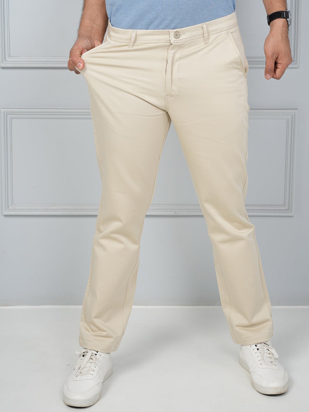 

JOHN WATSON Men Comfort Cotton Trouser, Beige