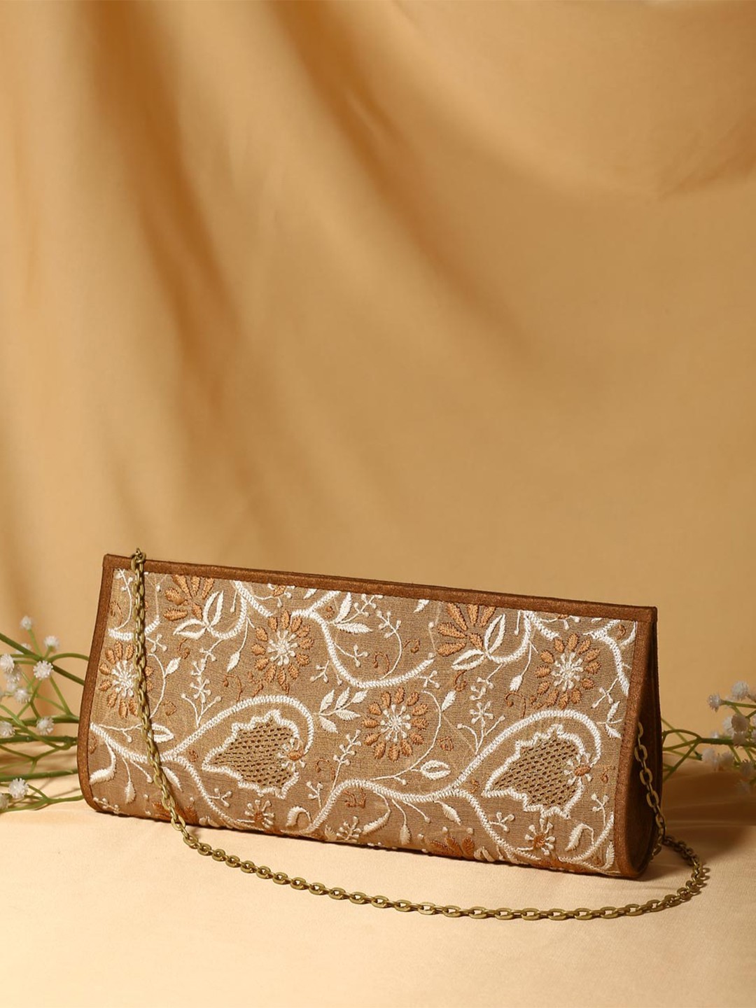 

Fabindia Embroidered Purse Clutch, Brown