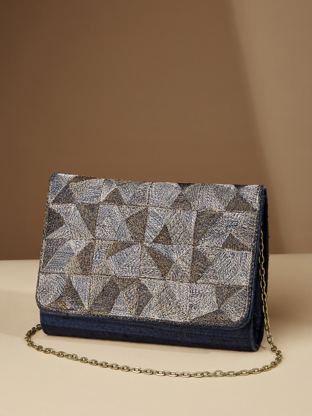 

Fabindia Textured Purse Clutch, Navy blue
