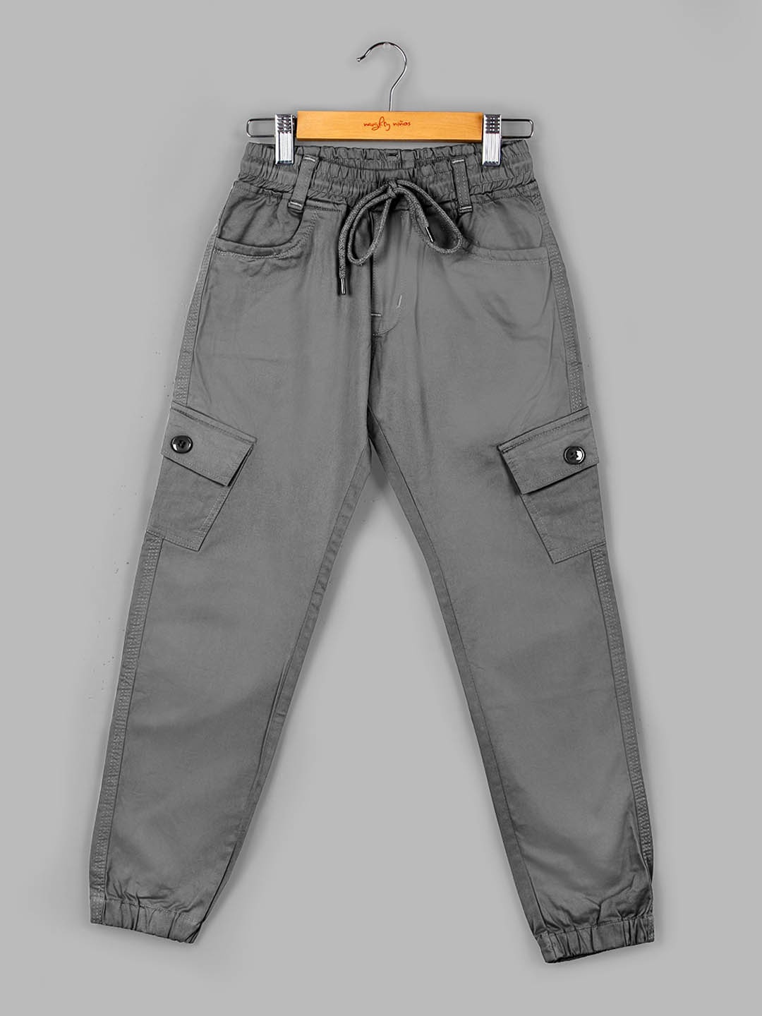 

Naughty Ninos Kids Relaxed Loose Fit Cotton Cargos Trousers, Grey