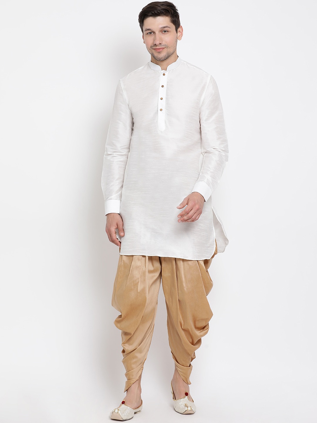 

VASTRAMAY Straight Pathani Kurta with Dhoti Pants, White