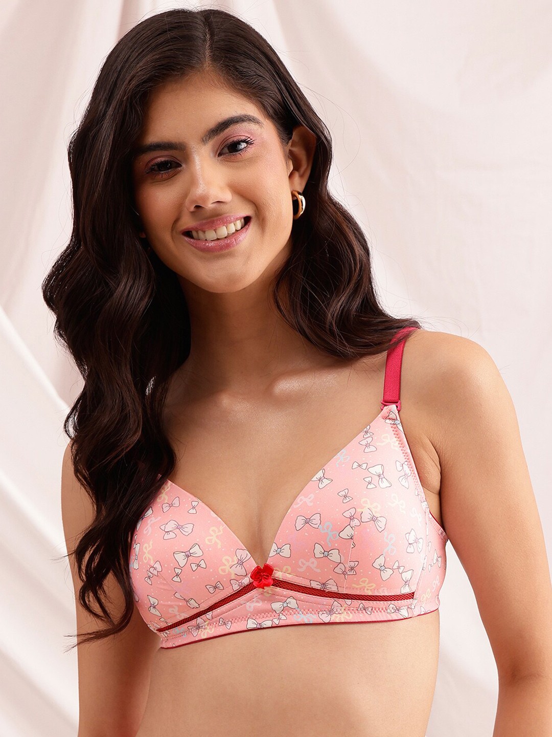 

Chelvet Printed Medium Coverage Lightly Padded Everyday Bra With All Day Comfort, Pink