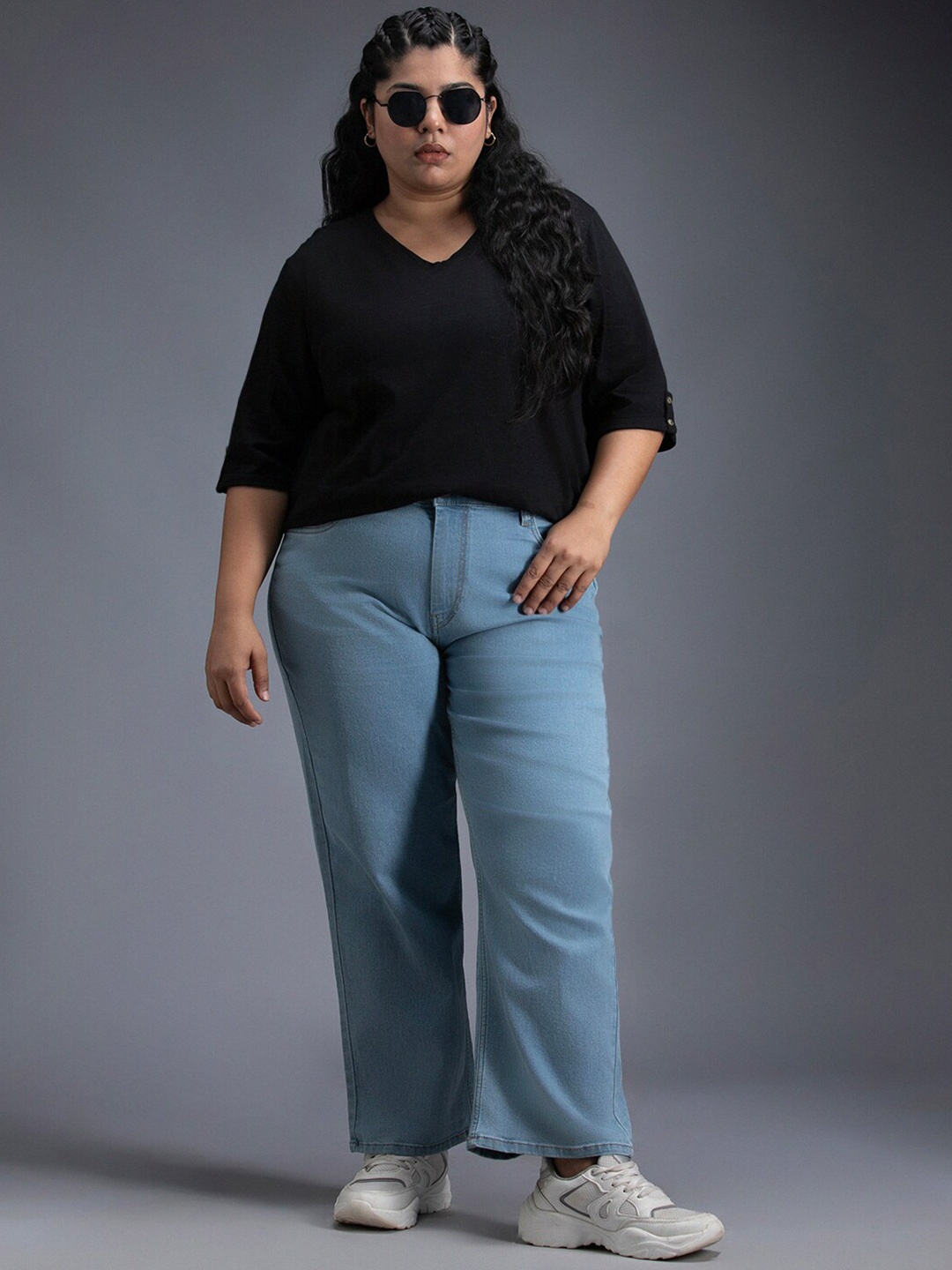

Freeform by High Star Plus Size Regular Fit Textured Cotton Tshirt, Black