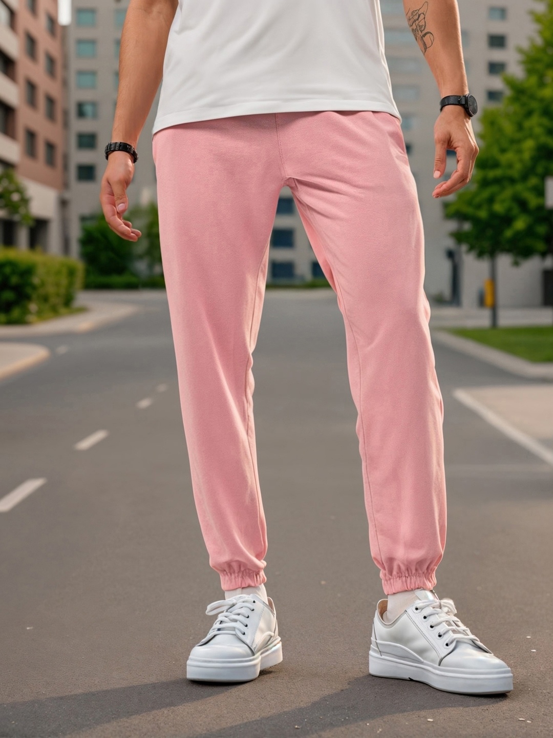 

Bewakoof Men Pink Relaxed Fit Oversized Jogger