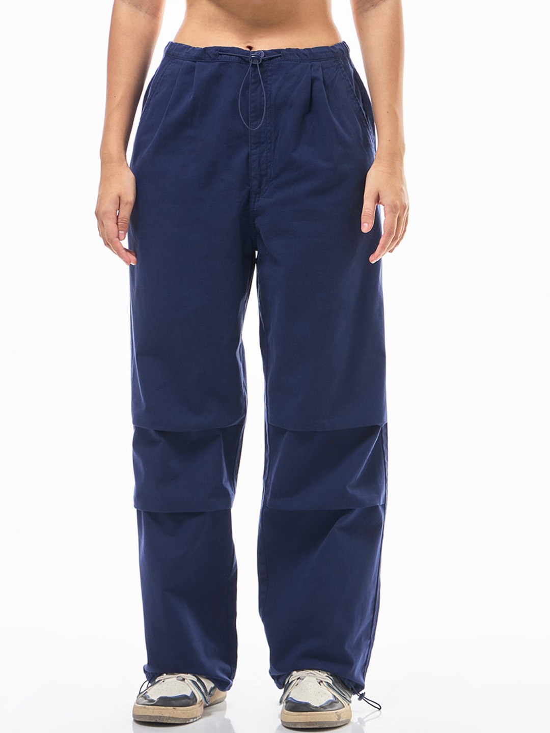 

Bewakoof Blue Women Loose Fit High-Rise Oversized Parachute Trousers