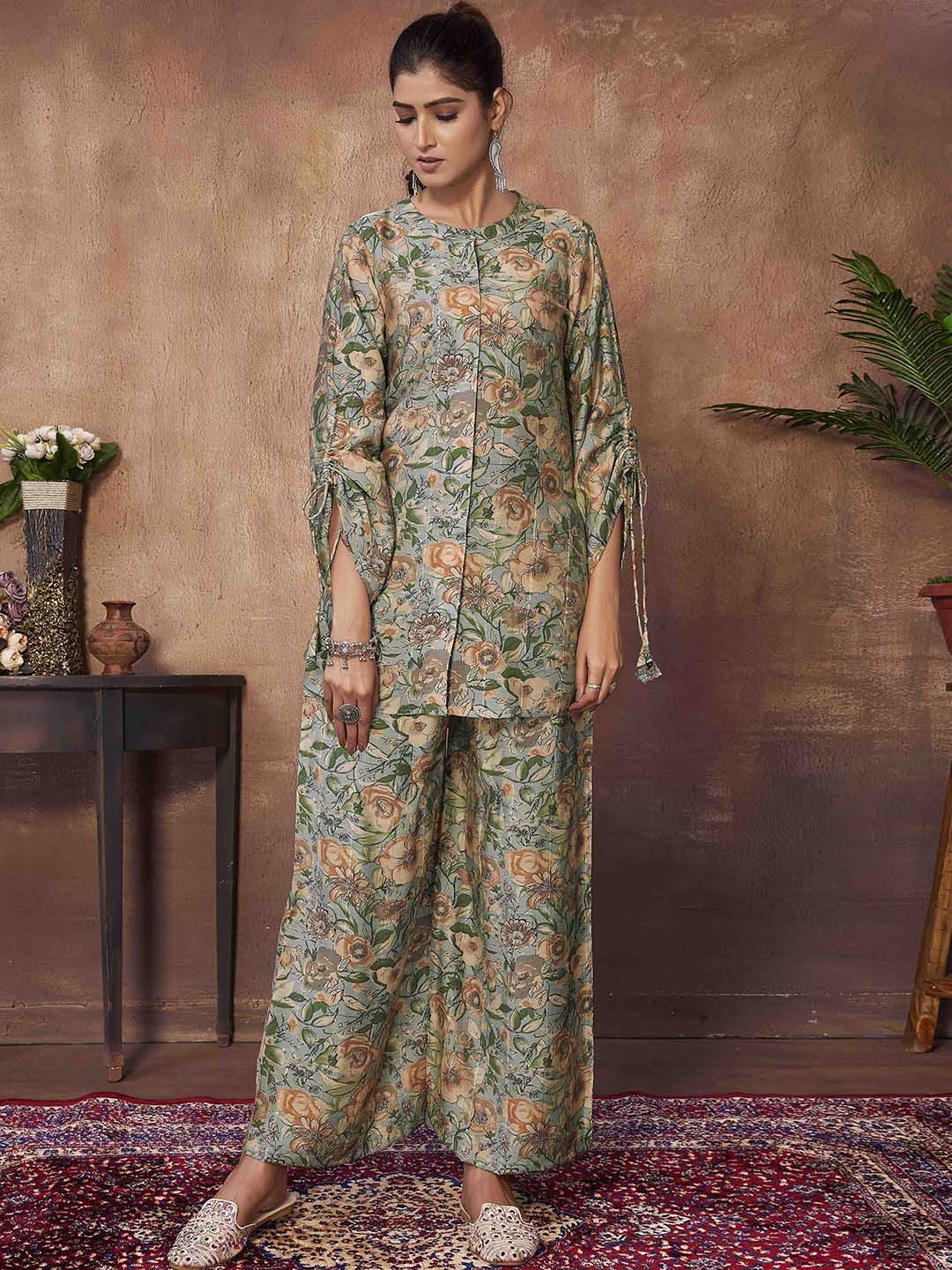 

CHANSI Printed Top With Palazzos, Grey