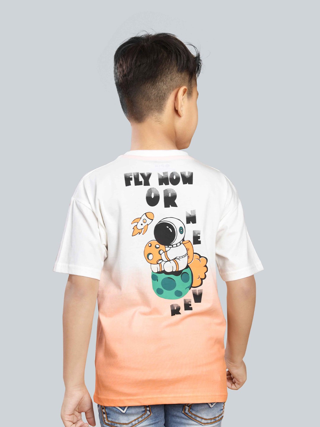 

3PIN Boys Printed Round Neck Oversized T-shirt, Orange