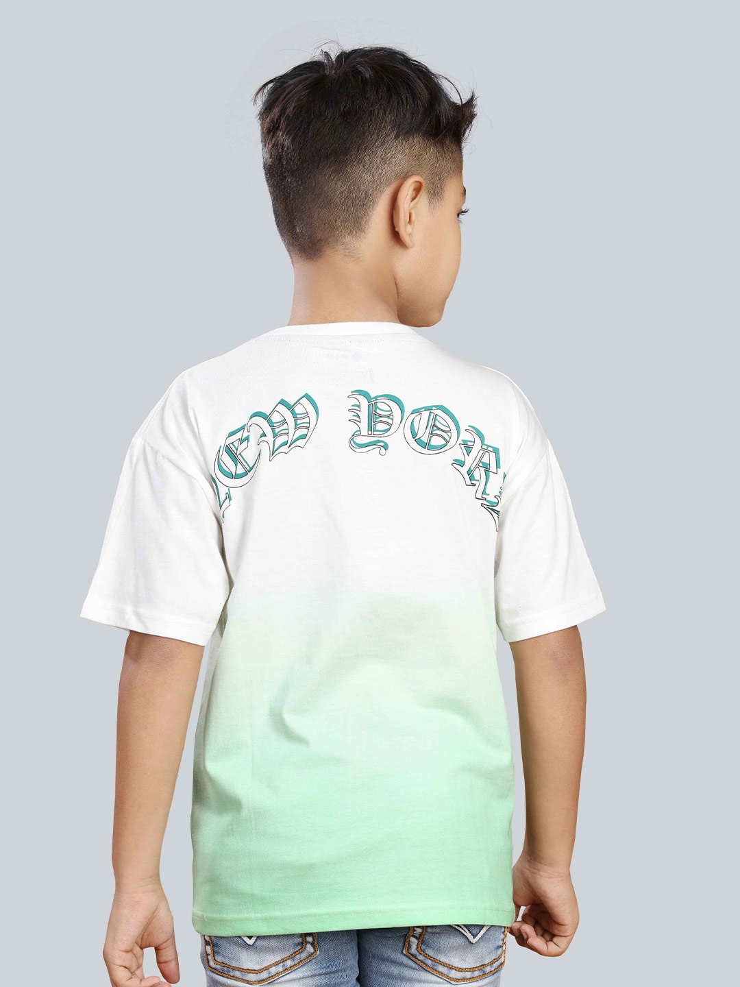 

3PIN Boys Printed Oversized Round Neck Cotton T-shirt, Green
