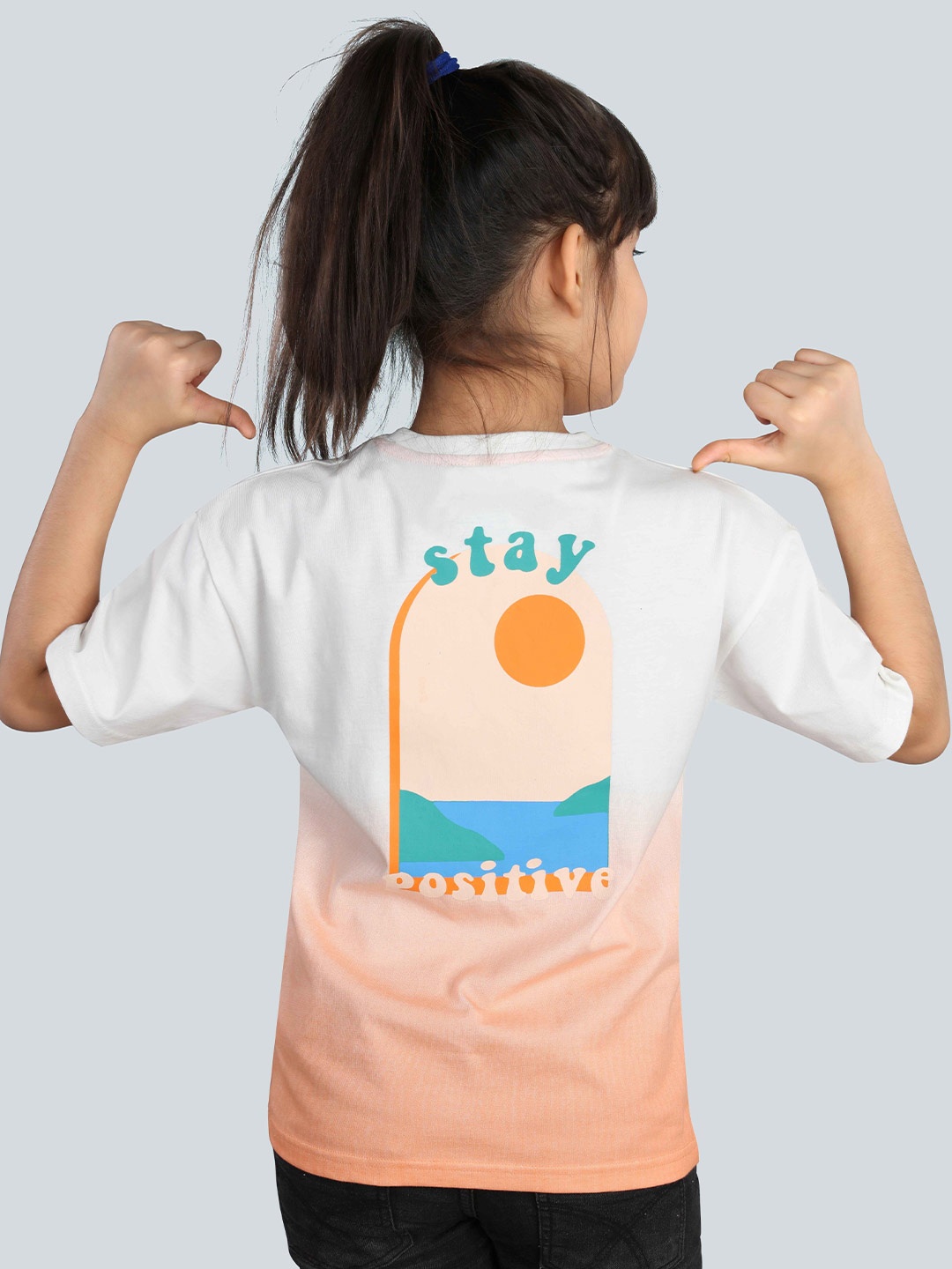 

3PIN Girls Typography Printed Oversized Round Neck Cotton T-shirt, Coral