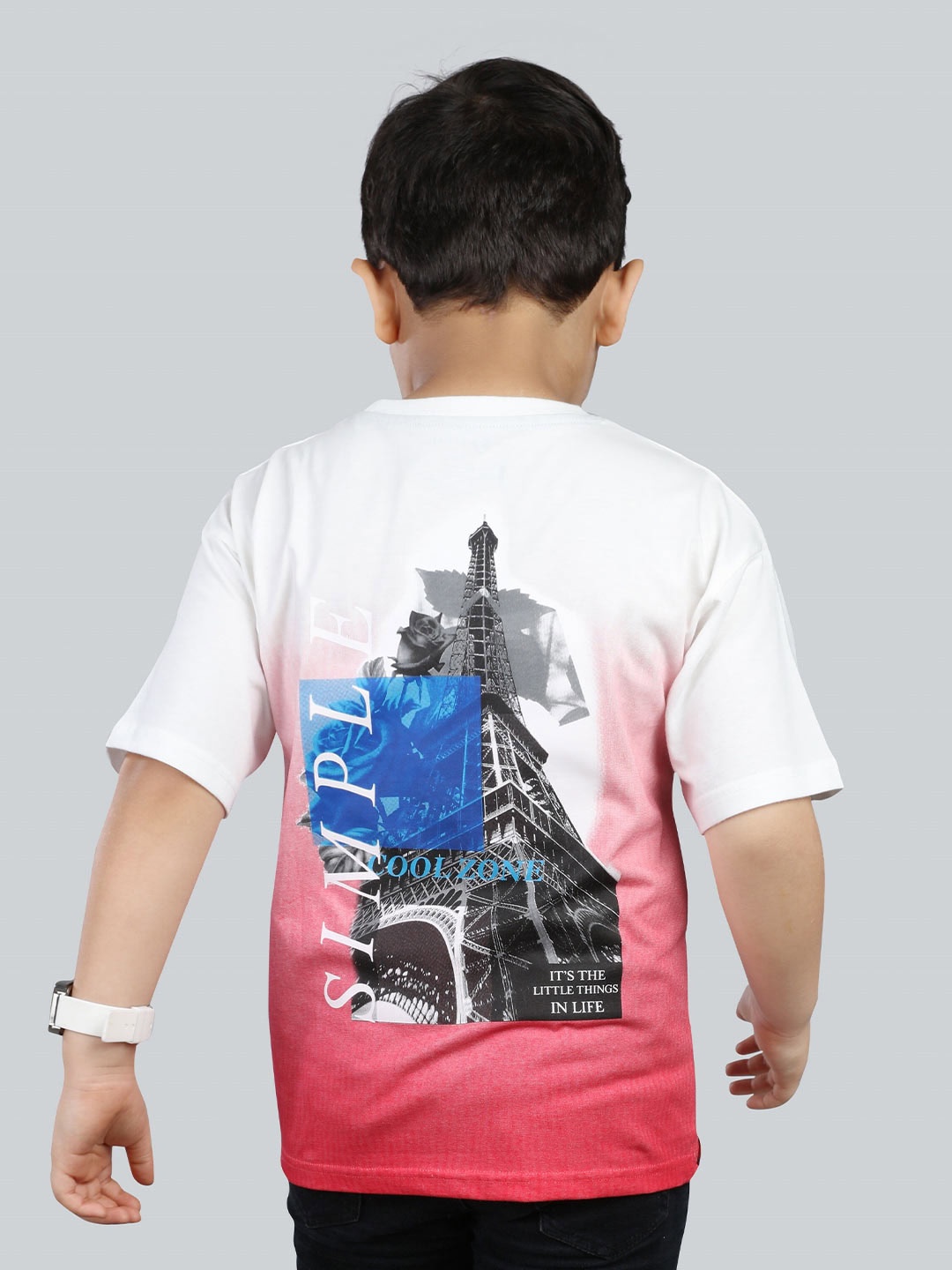 3PIN Boys Typography Printed Oversized Round Neck Cotton T-shirt, Red