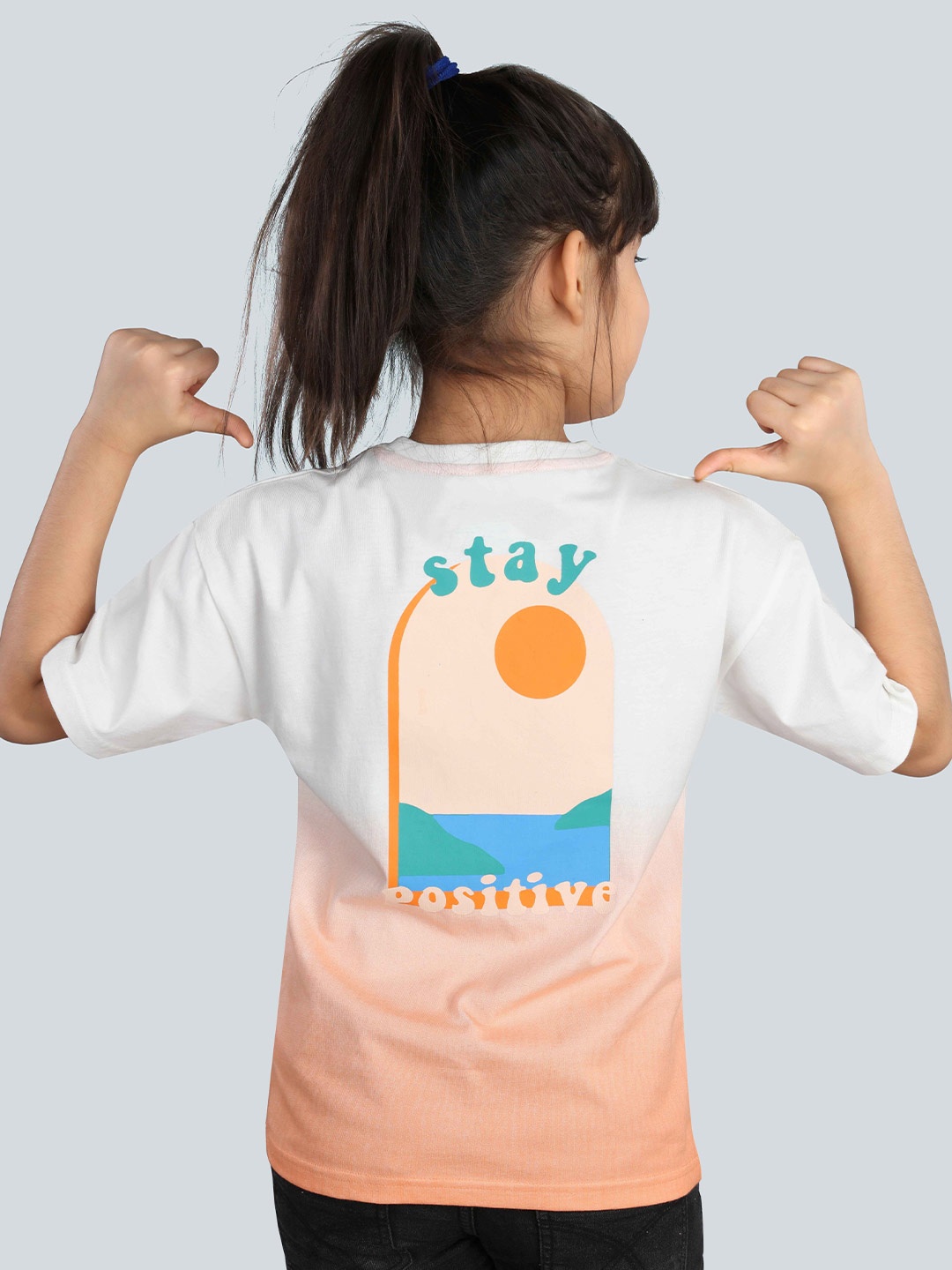 

3PIN Girls Typography Printed Round Neck Cotton Oversized T-shirt, Coral