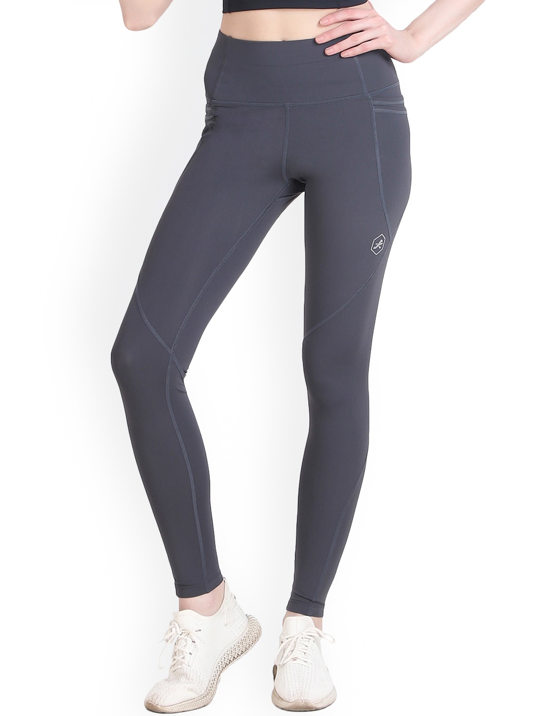 

REDESIGN Women Dry-Fit Ankle-Length Gym Tights, Grey