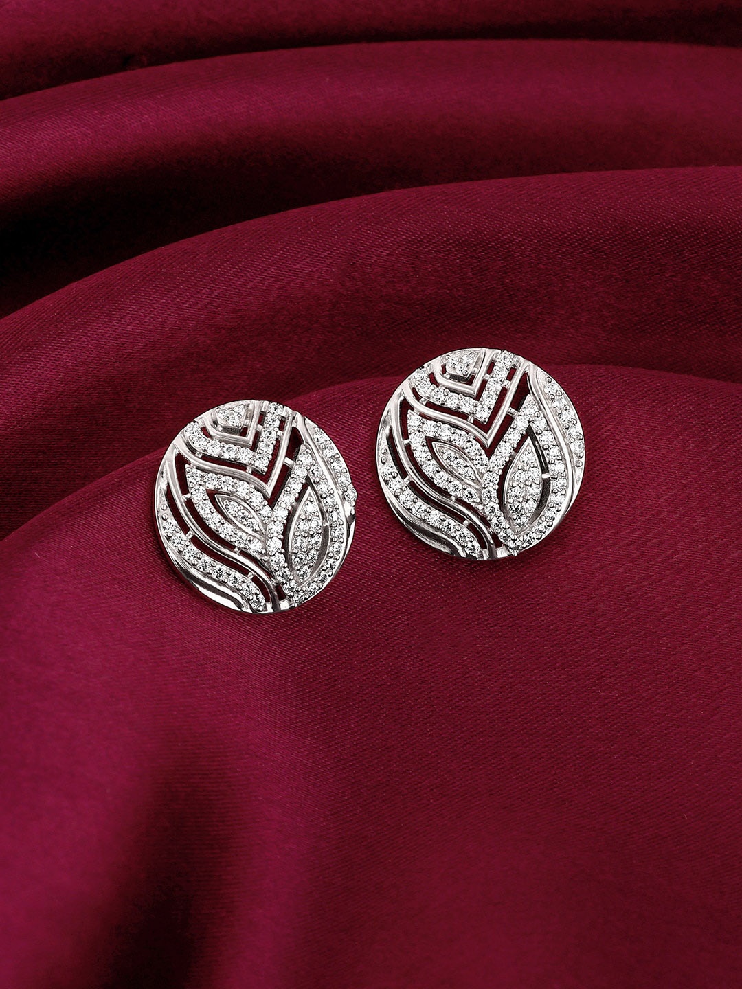 

GIVA Rhodium-Plated 925 Silver Circular Studs Earrings